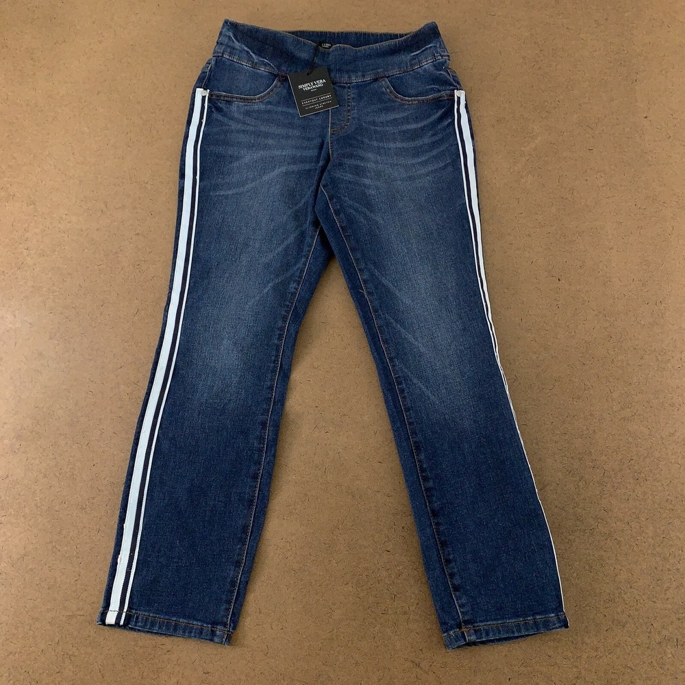 Simply Vera by Vera Wang Women's Size 4 Stripe Denim Mid Rise Jegging Capri NWT
